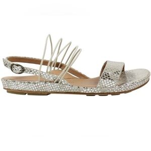 L’Amour Des Pieds Gold Silver‎ Snake Print Leather Sandals Size 7.5 Women